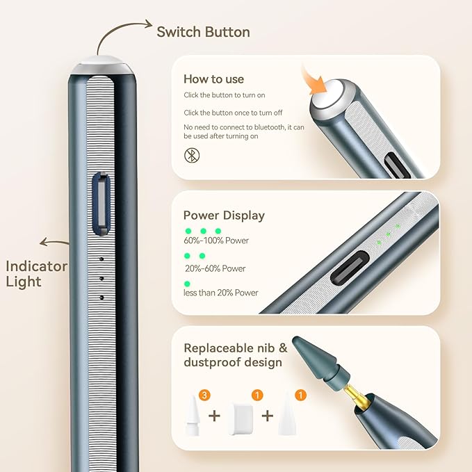 Hastraith Stylus Pen for iPad(2018-2026)-13 Mins Fast Charge with Tilt Sensitivity & Palm Rejection for iPad 11/10/9/8/7/6th Gen, Air 5/4/3/M4/M3/M2, Pro 13"/12.9"/11"/M4, Mini 7/6/5th, Metallic Blue