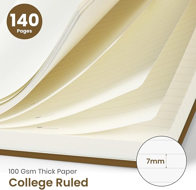 Taja Lined Spiral Journal Notebook for Women & Men, 140 Pages, College Ruled Hardcover Notebook for Work & Note Taking, Journals for Writing, A5(5.7" x 7.9") – Mocha Earth
