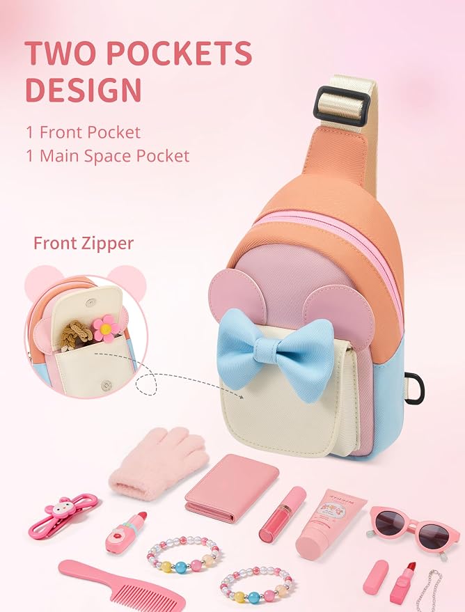 Birthday Back to School Gifts for Girls 3-8, Kids Fanny Pack Toddler Purse | Cute Fashion Sling Crossbody Bag for 3 4 5 6 7 8 Year Old Girls with Adjustable Strap. Perfect for Travel Holiday Essentials