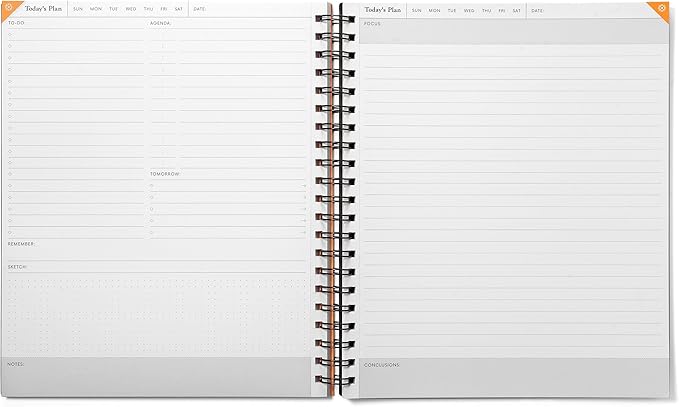 Notsu Undated Daily Planner Notebook | Minimalist Productivity Planner with To Do List, Agenda, Dot Grid, Lined, Notes sections. 160 Pages, Thick Paper 120 gsm, 8.5 x 11 inches, Black