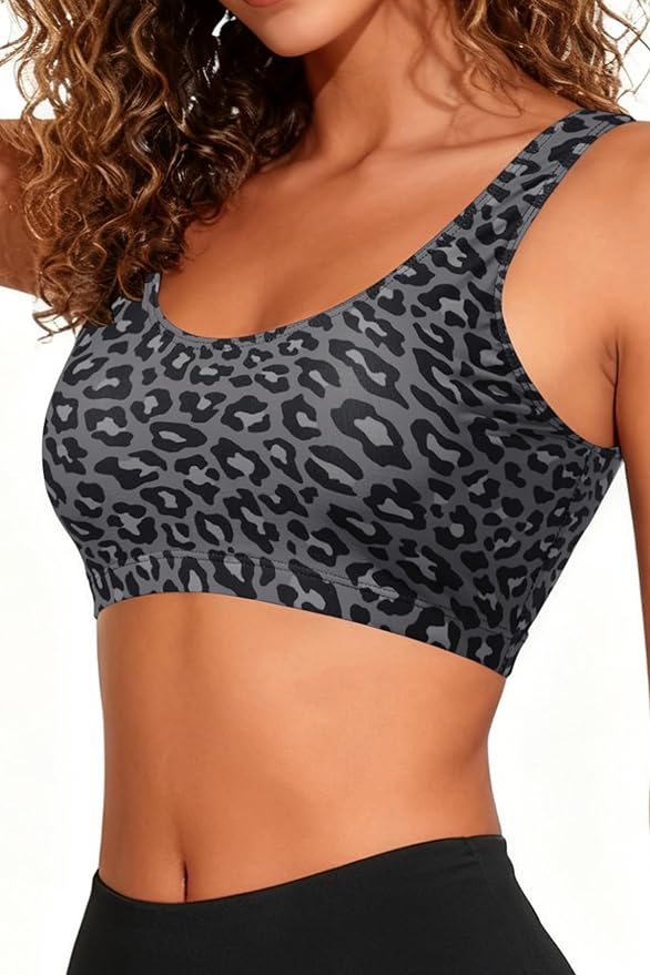 Tempt Me Women Sports Bra Bikini Top Push Up Scoop Neck Bathing Suits Top Padded Swim Crop Tops Only