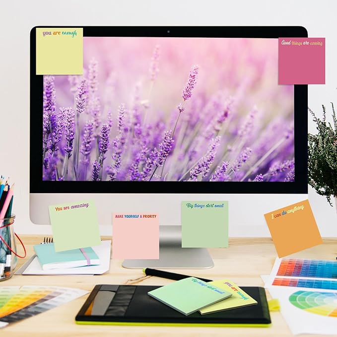 Yinder 24 Pcs Inspirational Sticky Notes Cute Motivational Sticky Notes Pad End of Year Employee Appreciation Gifts Bulk for Teacher Nurse Coworkers Office Supplies 3 x 3'' (Inspire,Macaron Colors)