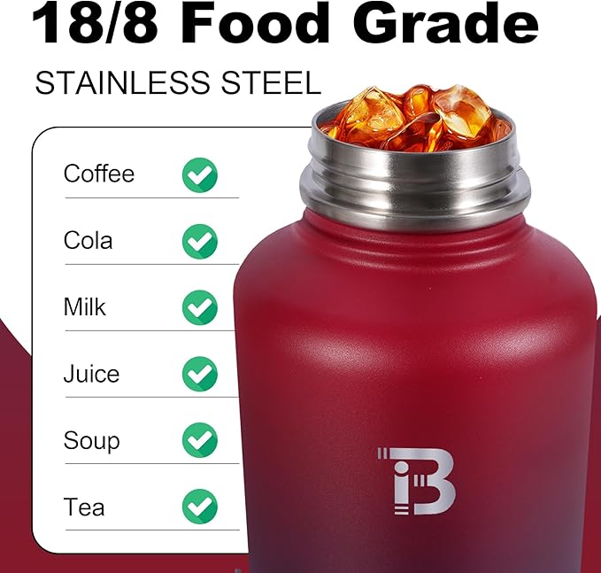 TOPBADE 32oz Insulated Water Bottle with Straw Lid & Spout Lid & Paracord Handle, Stainless Steel Water Bottle Wide Mouth, Double Wall for Women Men Gym Fitness Outdoor