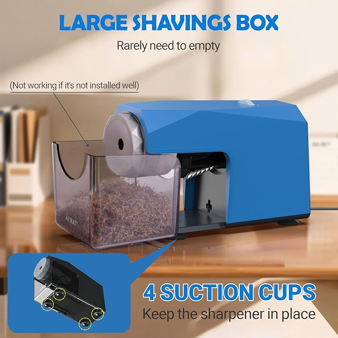 AFMAT Electric Pencil Sharpener, Fast & Hands-Free, 10K+ Uses, 5 Nibs, Fully Automatic Pencil Sharpener for Classroom, Heavy Duty Sharpeners for No.2/Jumbo/Colored Pencils (6.5-10.5mm) US Plug(120V)
