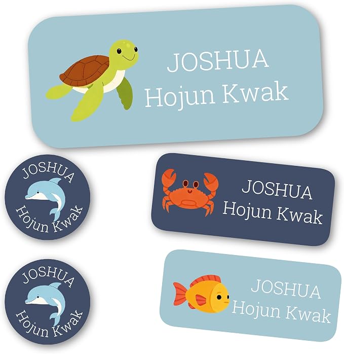 Personalized Daycare Name Labels for Kids (117 Labels) - Custom Durable Waterproof Name Stickers for Clothing Tags, Water Bottles, Lunch Boxes, and School Supplies - Dishwasher, Washer
