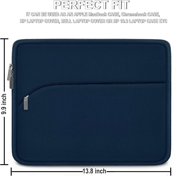 Laptop Sleeve 13.3 inch, Portable Monitor Protective Laptop Case with Front Pocket Computer Bag Compatible with MacBook Air Pro 13.3 inch 14 inch, Dell, HP, Deep Blue