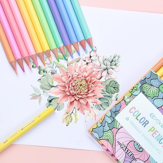 ECOTREE Macaron Colored Pencils, Soften Wood, Pastel Coloring for Adult and Kids, Art Supplies for School, Coloring, Drawing, Shading, Back to School Supplies, 12 Count