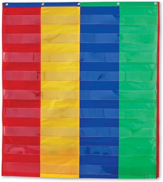 Learning Resources 2- & 4-Column Double-Sided Pocket Chart - Wall Pocket Chart for Classroom, Sentence Strips Charts for Classroom, Hanging Word Wall Pockets for Teachers