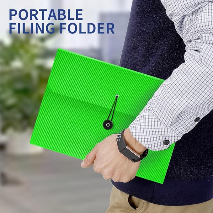 Expanding File Folder, 13 Pockets Accordian File Holder Organizer, A4 Letter Size Paper Document Receipt Organizer Accordion Filing Folder for Classroom, Home, Office and Travel, Green