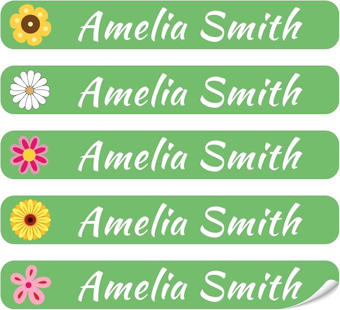 100 Pcs Personalized Name Labels for School Supplies Custom Waterproof Name Stickers Customized Daycare Water Bottles Pencil Labels(Flower)