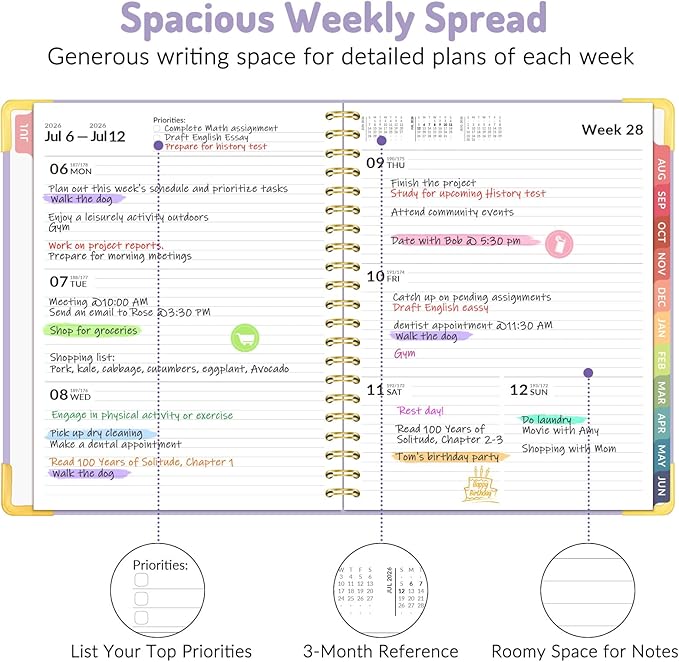 Forvencer Academic Planner 2026-2027, July 2026-June 2027 Weekly & Monthly Hardcover Calendar Planner, 8.5" X 11", Daily Agenda Book, School Office Notebook College Teacher Organizer A4, Tender Yellow