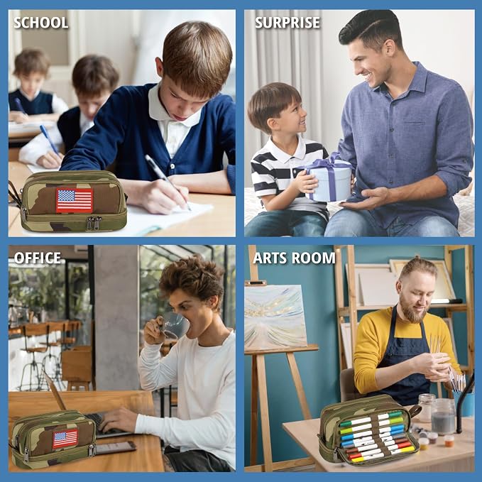 Tactical 4 Compartments Pencil Case for Boy, Large Pen Pouch Bag for School | Tactical Large Capacity Pen Box, 900D Farbic Tool Bag for School College Office Marker Organizer for Boy Kid Men Adult Teen
