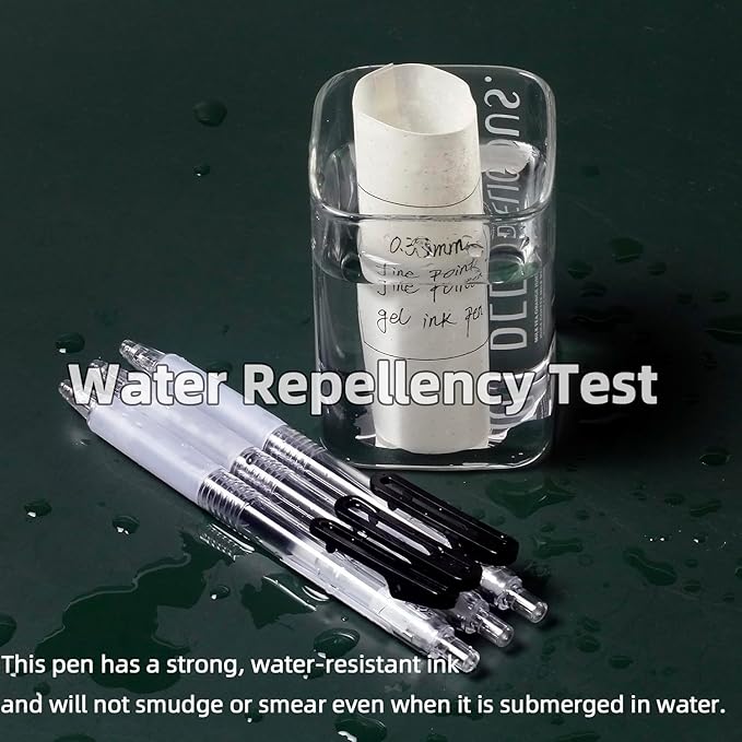 Black Gel Pens 6 Pack, Ultra Fine Point 0.38mm, No Bleed Pens for Journaling Note Taking