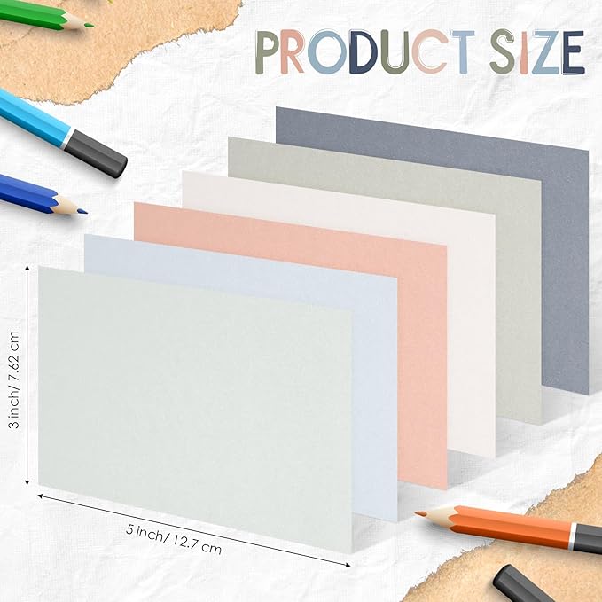 Fainne 300 Pcs Blank Index Cards 180 Gsm Thick Card Stock Assorted Color Neon Blank Flash Cards Colorful Study Notecards for Organizing(3 x 5 Inch,Pastel Colors)