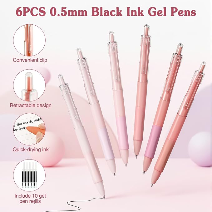 MoKo 49Pcs Aesthetic School Supplies, Pink Cute Pencil Case Set with Pastel Highlighters, Mechanical Pencils with Refills, Eraser & Sticky Notes Tabs Set for Middle & College Students Stationery