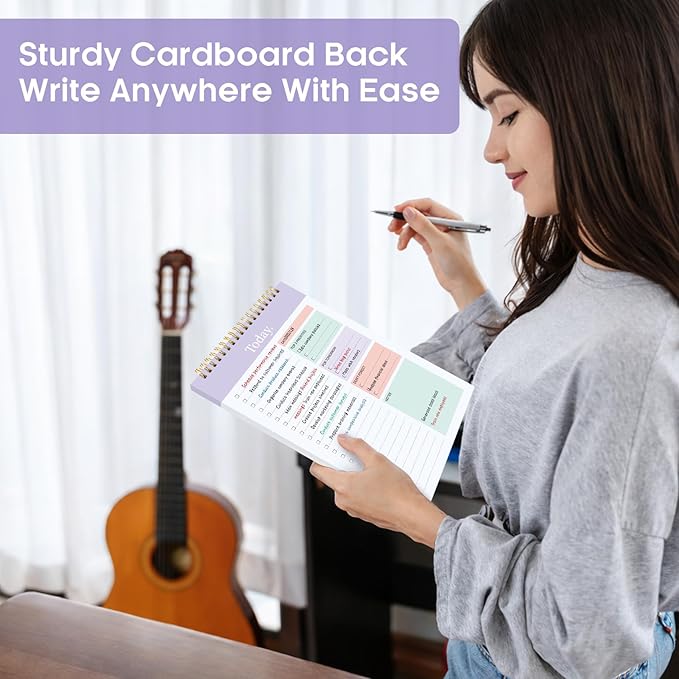 To Do List Notepad - To Do List Notebook for Work with 52 Sheets, 9.8" x 6.5", Undated Daily Planner Perfect for Daily Tasks and Goal Setting, Notepad Suitable for Office, Home & School - Pale Purple