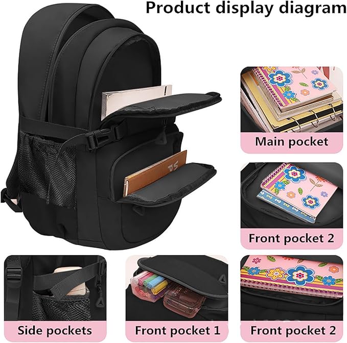 Casual Lightweight Backpacks for Boys & Girls, School Bookbags, 15 "Laptop Backpack, Travel Bag (212-hei)
