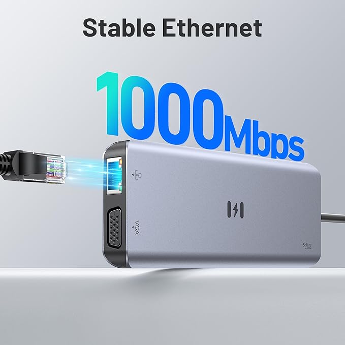 USB C Docking Station 4 Monitors,13 in 1 Laptop Docking Station 3 Monitors with Dual HDMI,8K DP,VGA,10Gbps USB A/C Data Transfer, PD Charging,USB C Hub Multiport Adapter for Windows/macOS Laptop