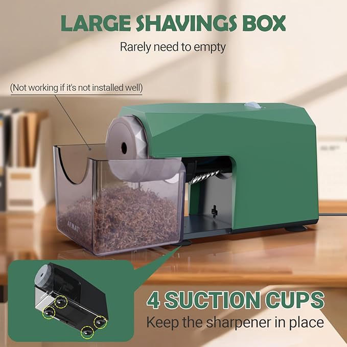 AFMAT Electric Pencil Sharpener, Fast & Hands-Free, 10K+ Uses, 5 Nibs, Fully Automatic Pencil Sharpener for Classroom, Heavy Duty Sharpeners for No.2/Jumbo/Colored Pencils (φ6.5-10.5mm) US Plug(120V)