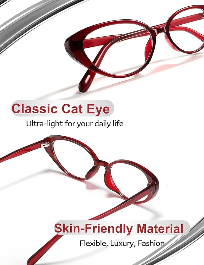 Ultralight Cat Eye Blue Light Glasses for Woman Anti Glare Reduce Eyestrain Gaming/Computer/Screen