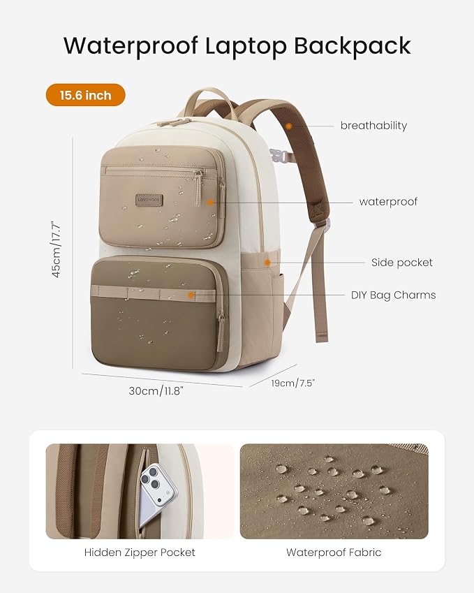 LOVEVOOK Laptop Backpack for Women, School Backpack for Teen Girls with Large Cup Holder, Lightweight Bookbag for College,Work,Travel fits 17.3 Inch Laptop