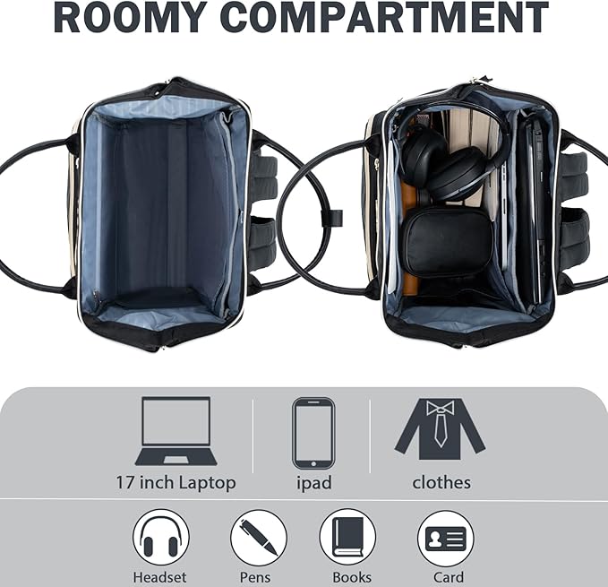 KROSER Laptop Backpack 17" Stylish Backpack Water Repellent College Casual Daypack Travel Business Work Bag for Men/Women-Quilted