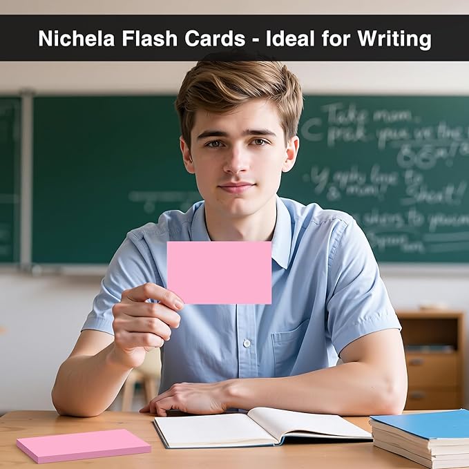 300 Count Blank Index Cards 3x5 Inch Pink Flash Cards Colored Cardstock, Unruled Note Cards Study Card Portable Learning Flashcards Ideal for Note Taking, Art Sketching, Office & School Supplies