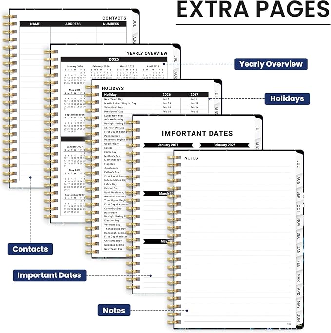 Planner 2026-2027, Hardcover Monthly and Weekly Academic Planner July 2026 - June 2027, Teacher and Student Calendar Agenda Book with Tabs, A5 (6.3" x 8.5"), Ideal for School and Office, Celestial