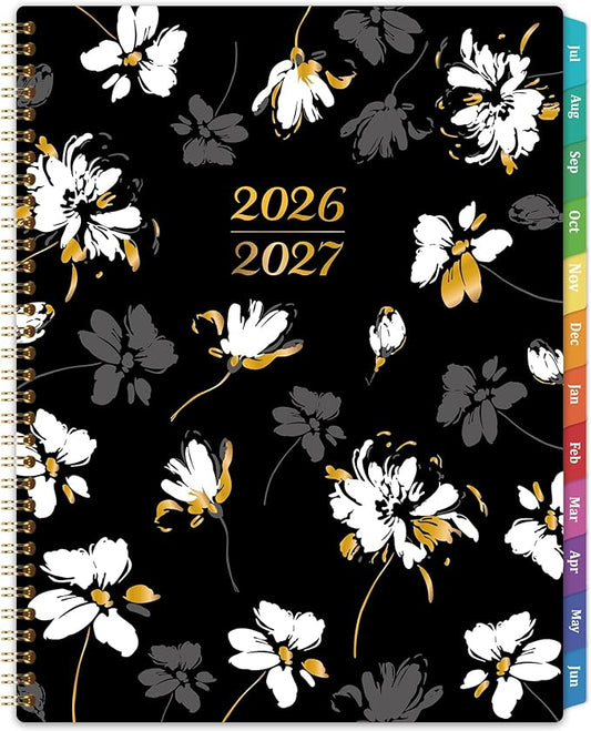 Planner 2026-2027- Weekly Monthly Academic Planner 2026-2027, July 2026 - June 2027, Calendar Planners with Colorful Tabs, Inner Pocket, Floral Cover, 8.5'' x 11''