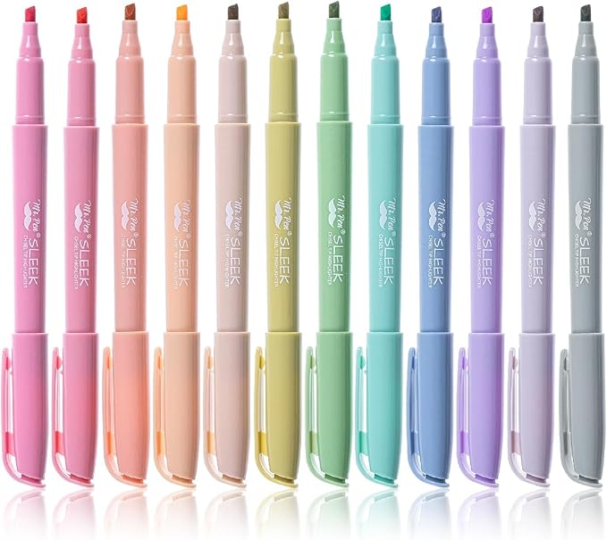 Mr. Pen- Highlighters, 12 Pack, Earthy Colors, Chisel Tip, Quick-Dry, Smear-Resistant, Odorless Highlighters for School, Office & Journaling