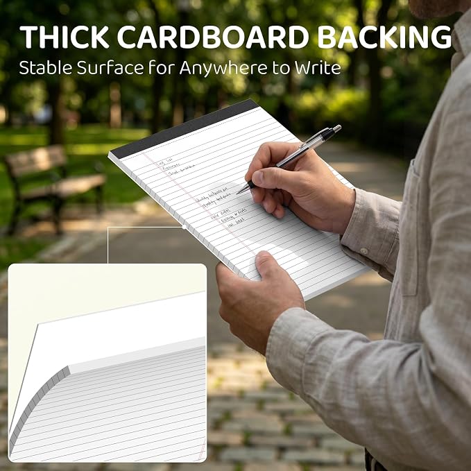 8.5x11 Lined Notepads 36 Pack - White Ruled Legal Pads with Firm Backing for Daily Lists, School Notes & Office Reminders | Smooth No-Bleed Paper for Students, Teachers & Professionals
