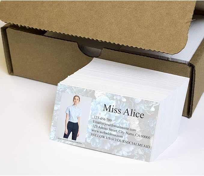 Customized Name Cards 500 PCS, Customized Design with Picture Texture All Business Designs cards No Additional Charge (Color-P)