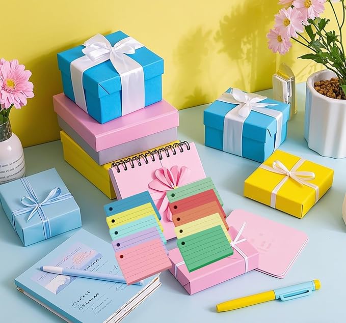 10 Colored Index Cards 2x3 Inches Flash Cards 1000pcs Lined Ruled Study Card for Learning, Studying Memory Office College Recipe Game Cards