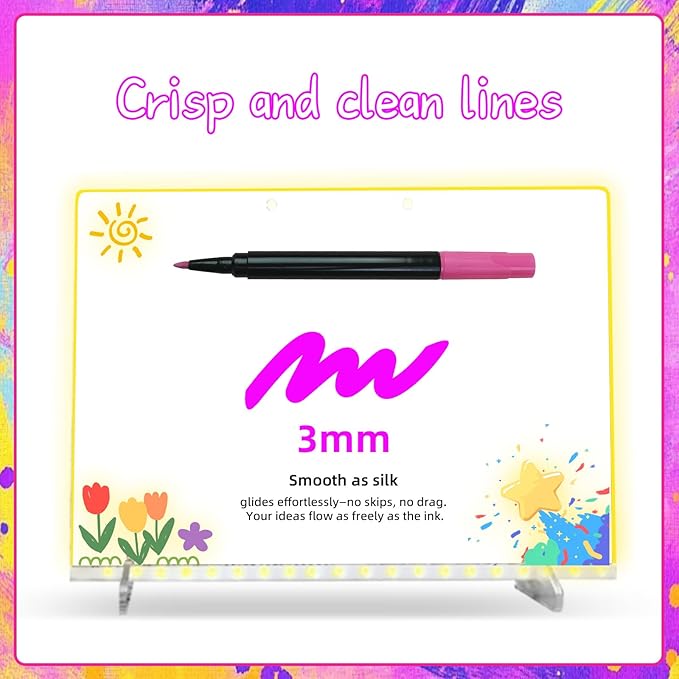 Signsxcel12-Color Liquid Markers for Led Note Board, Compatible with Light Up Drawing Board, Windows, Blackboard, Glass, Neon Erasable Markers,Wet or Dry Erase Markers Fine Tip