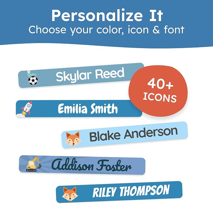 Personalized Kids Name Labels for Pencils Blue [150pcs] - Waterproof Name Stickers for School & Daycare - Pencil Custom Name Stickers - Children Name Stick On Labels for Pens (2.0”x0.3”)