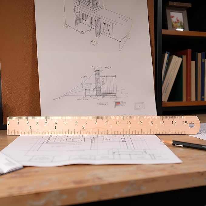 Rose Gold Ruler, Metal Drawing Ruler, Unisex Learning Measuring Ruler Bookmark Stationery for School Office Math Geometry Drafting Tools, Office School Supplies, Drafting Tools and Kits