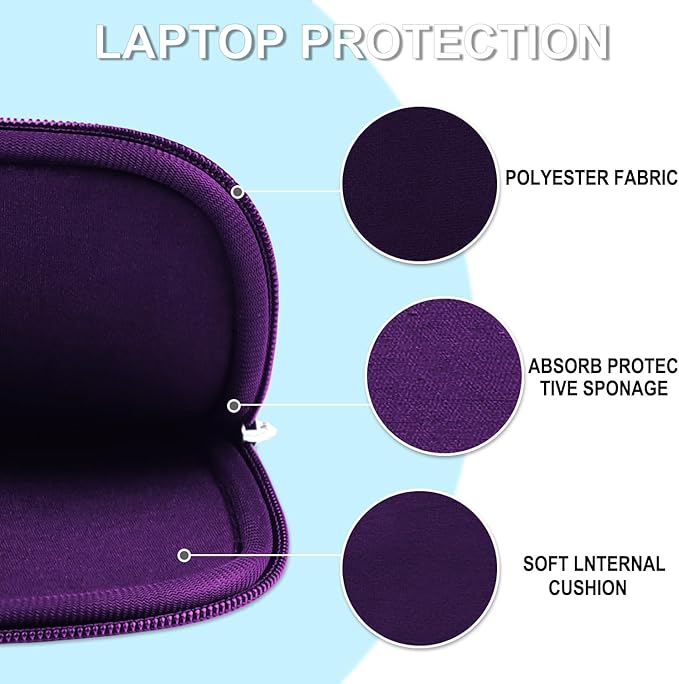 Laptop Case 14 inch, Shockproof Protective Laptop Cover Briefcase Carrying Computer Bag with Accessory Pocket Portable Computer Sleeve for 14" MacBook, HP, Dell, Lenovo, Acer, Dark Purple