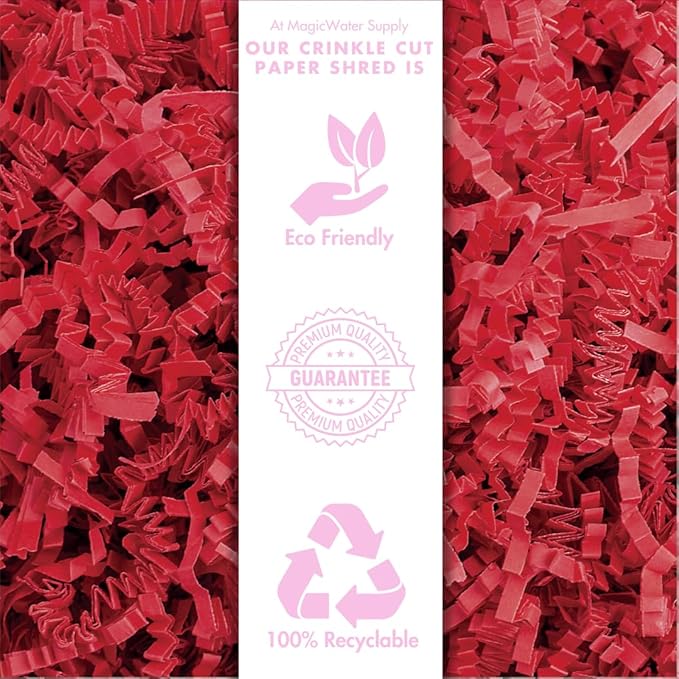 MagicWater Supply Crinkle Cut Paper Shred Filler - 1LB Red - Decorative & Protective Packaging for Bridesmaid Gifts & Bridesmaid Proposal Gifts Holiday Stuffers Birthdays Wedding & Anniversaries