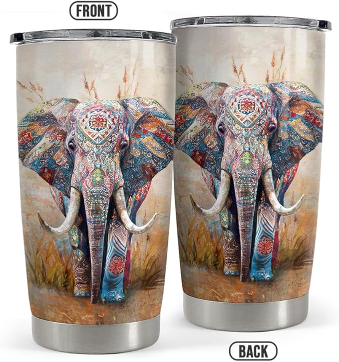 SANDJEST Elephant Tumbler 20oz Stainless Steel Insulated Coffee Travel Mug Cup for Women Girls on Birthday Christmas Mothers Day