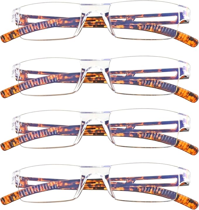LifeArt 2/4 Pairs Reading Glasses, Blue Light Blocking Glasses, Computer Glasses for Men and Women, Rectangle Eyewear Frame