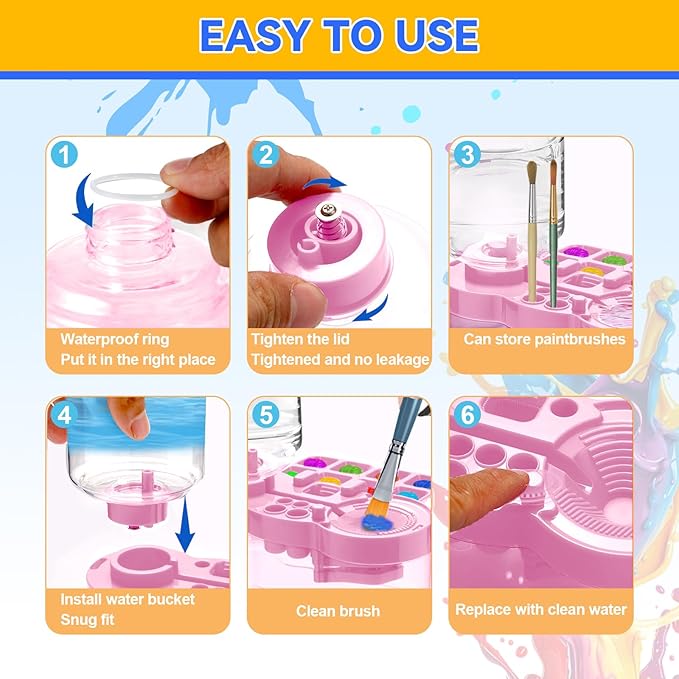 Paint Brush Cleaner, Multifunctional Acrylic Face Paint Brush Washing Station Brush Water Cup for All Purpose Oil Watercolor Painting Artist Professional Kit,Gift Art Supplies for Kid Adult