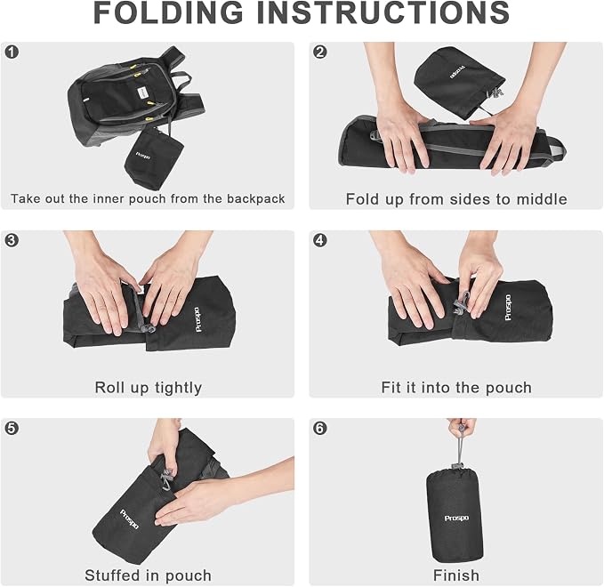 Prospo 12L Hiking Backpack Small Lightweight Travel Backpack for Women Men Casual Foldable Shoulder Bag
