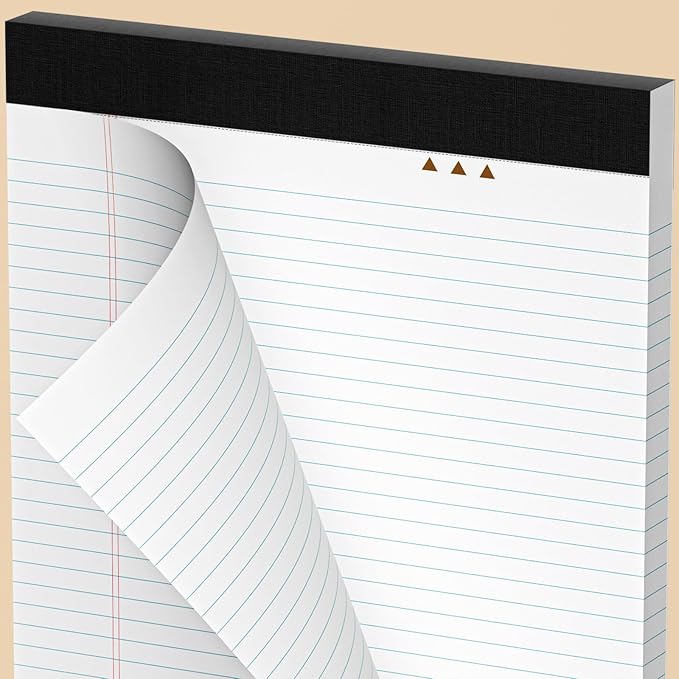 AILZFEI 300 Sheets Legal Pads 8.5 x 11 College Ruled 6-Pack White Paper Note Pad Narrow Ruled 50 Sheets per Notepad Perforated Writing Pad Sturdy Back 8x11 Legal Pads Pads of Paper