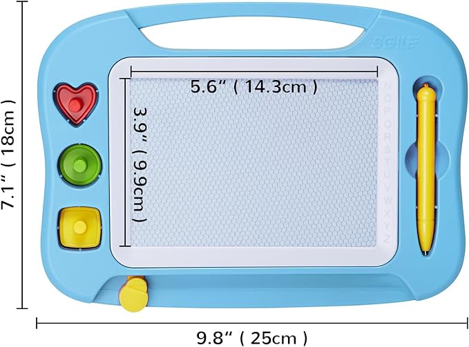 SGILE Toddler Toys for Kids, Magnetic Drawing Board for Birthday Gift, Toys for 1 2 3 Year Old Girls Boys, Etch & Sketch Pad with 3 Stamps, Learning and Educational, Light Blue