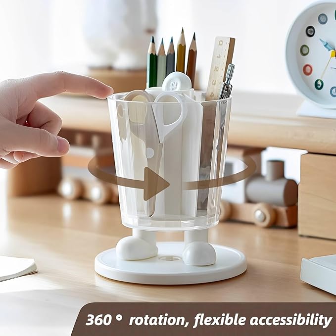 INSTOME Rotating Pen Holder,Cute Bow Pen Holder,Office Desk Accessories for Work, School,or Home