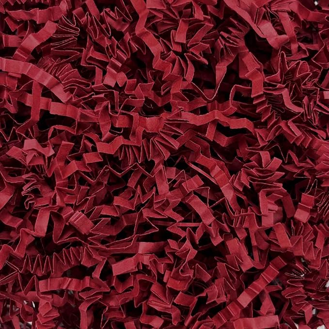 Tisspoms 3LB Deep Red Crinkle Cut Paper Shred Filler, Paper Shreds for Basket Fillers, Birthday, Gift Wrapping, Anniversary, Wedding, Halloween, Thanksgiving, Christmas Gift Decor Party Filler