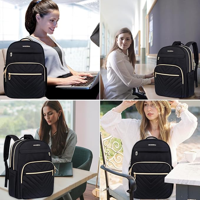 VANKEAN 17.3 Inch Laptop Backpack for Women Large Capacity | Waterproof Backpacks Stylish Travel Bags Casual Daypacks for College, Business