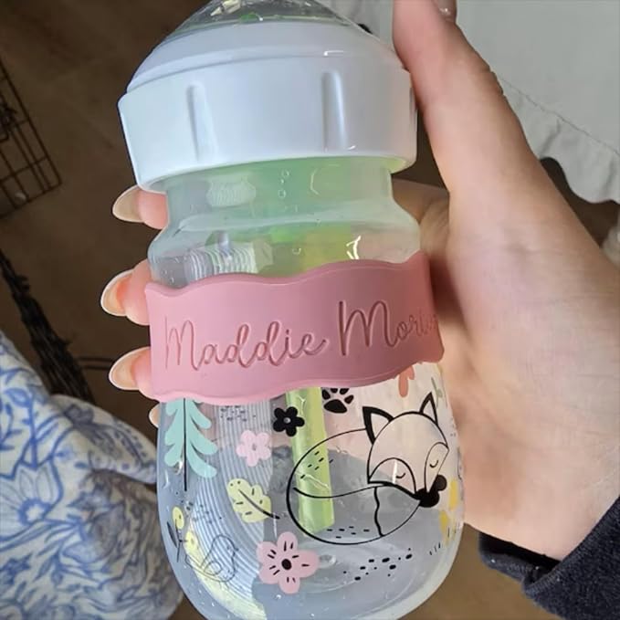 3 Piece Personalized Water Bottle Labels Baby Bottle Labels Straw Cup Labels Back to School Labels Non-Slip Elastic Reusable for Boys and Girls Kindergarten School Summer Camps and More