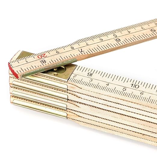QWORK Folding Wood Rule, 6 FT 6 Inch Foldable Ruler with US and Metric Measurements for Carpenters