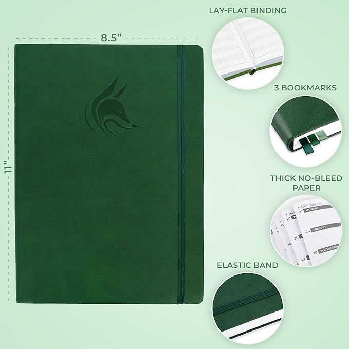 Clever Fox Planner PRO Dated (Jan 2026–Jan 2027) Weekly & Monthly Life Planner to Increase Productivity, Time Management and Hit Your Goals – Organizer, Gratitude Journal – A4 Size (Forest Green)